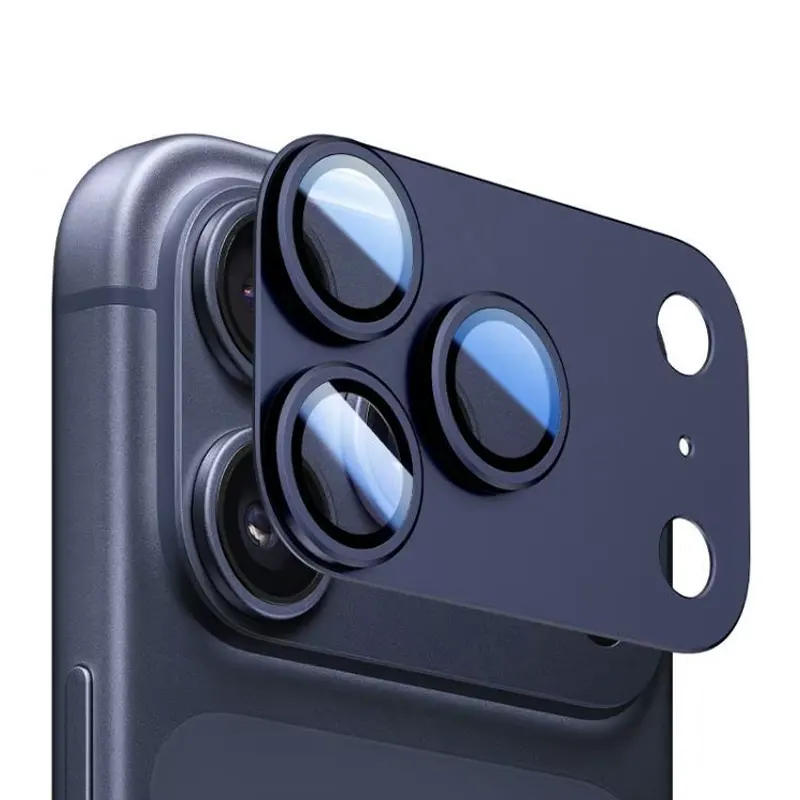 محافظ لنز دوربینkuzoom با پوشش کامل مناسب برای iPHONE 17 Pro (ابی)