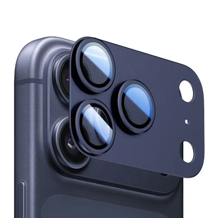 محافظ لنز دوربینkuzoom با پوشش کامل مناسب برای iPHONE 17 Pro (ابی)
