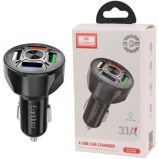 شارژر فندکی فست شارژ ماشین 3.1 آمپر ارلدام CC32