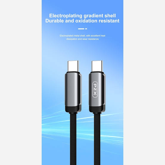 کابل شارژ فست شارژ pzx تایپ سی به تایپ سی 60 وات مدل v212